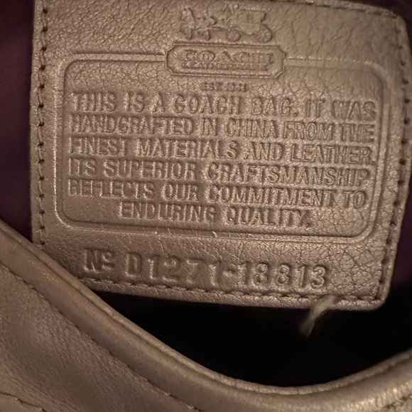 Coach Maggie gold/tan shimmer color large 3 pocket purse with free gift! - Picture 7 of 16